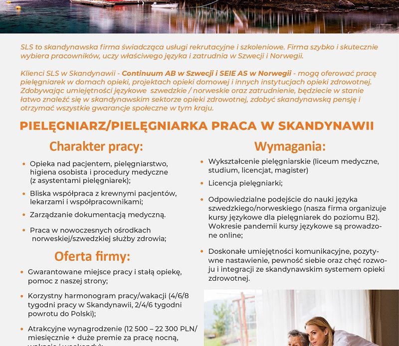 Praca dla pielęgniarek/pielęgniarzy w Skandynawii – zarobki od 12 500 PLN do 22 300 PLN