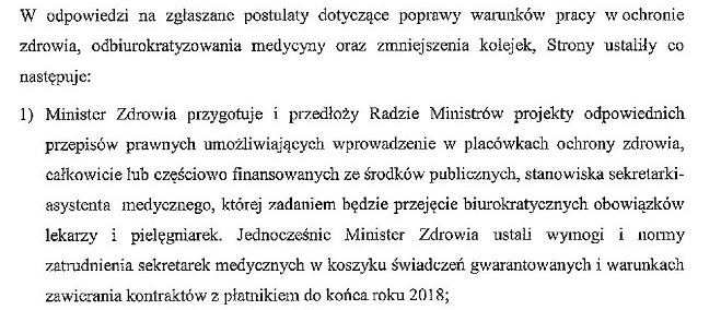 Ministerstwo zdrowia z lekarzami zdecydowało o wzroście płac lekarzy, a także o "normach zatrudnienia"… sekretarek medycznych. To zdecydowanie temat zastępczy w kontekście braku uregulowania normy zatrudnienia pielęgniarek i położnych…