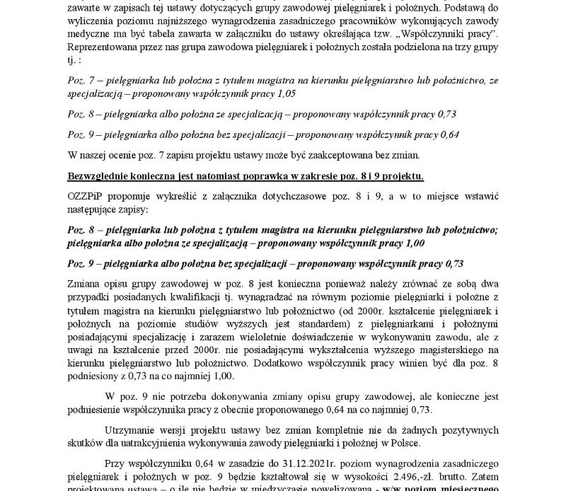 Zobacz pismo związku pip do marszałka senatu w sprawie grupy 8 i 9 pielęgniarek i położnych, zamieszczonych w ustawie o wynagrodzeniach zasadniczych w ochronie zdrowia.