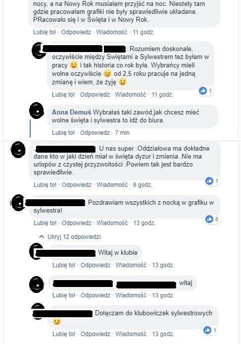 Opinie w sprawie pielęgniarek grafików na Święta i Sylwestra.