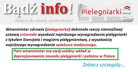 Komentarz na pielegniarki.info.pl: Czytam wszystkie aktualności i komentarze, ale nie chce mi się już zabierać głosu, ręce opadają, pozostaje żal, rozgoryczenie, rozczarowanie, nie jestem w stanie pojąć jak można tak poniewierać pielęgniarkami i tak niszczyć nasz zawód.