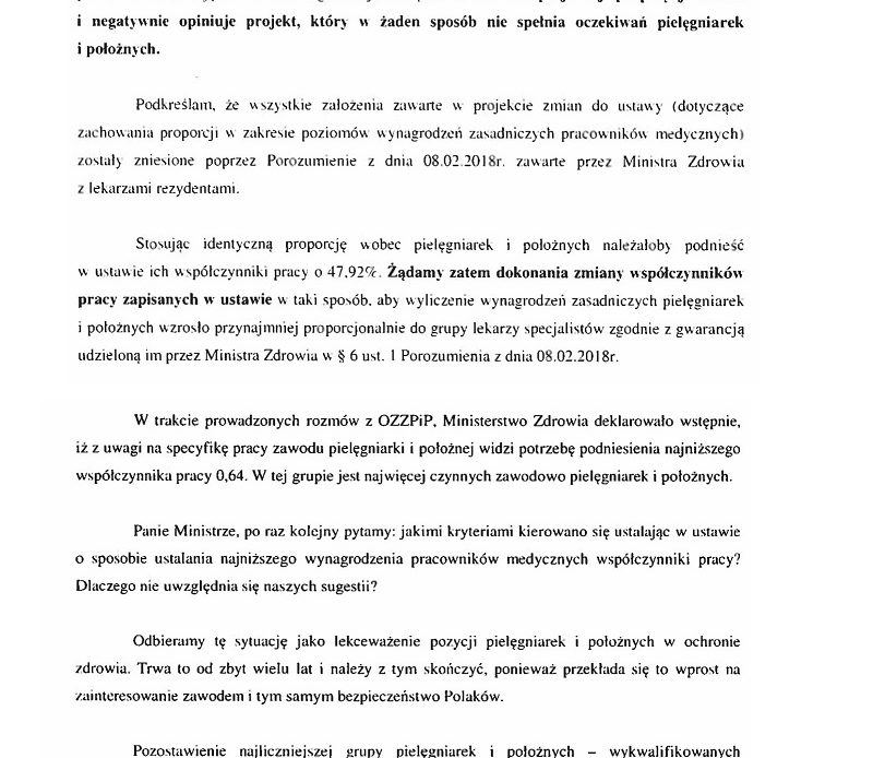 Panie w czepkach ze związków napisały pismo do ministra zdrowia w sprawie płac pielęgniarek. Utajniły jego treść. Pismo datowane na 5 czerwca, opublikowały w dniu 21 czerwca. Po okresie 16 dni. Jaki to miało sens?