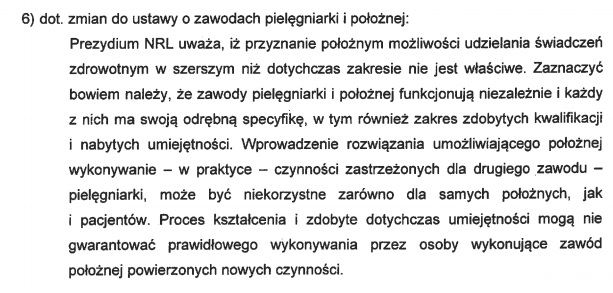 Położna pielęgniarką. Stanowisko lekarzy.