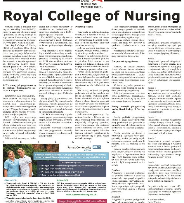 Miesięcznik Ogólnopolska Gazeta Pielęgniarek i Położnych nr 3/2016 – Royal College of Nursing