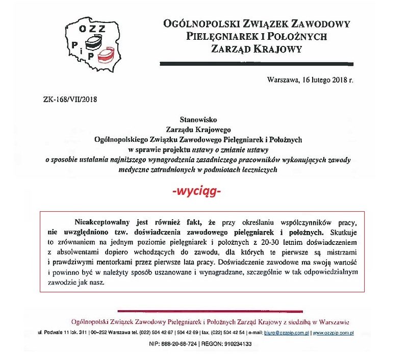 Związkowe panie w czepkach piszą do Józefy Szczurek-Żelazko, dlaczego zrównano na jednym poziomie pielęgniarki i położne z 20-30 letnim doświadczeniem z absolwentami, dla których te pierwsze są "mistrzami i prawdziwymi mentorkami przez pierwsze lata pracy w zawodzie". Warto podkreślić, że jeszcze nie tak dawno panie prezentowały inne stanowisko…