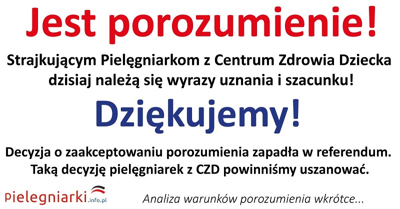 Strajk pielęgniarek w CZD. Zaakceptowano porozumienie….