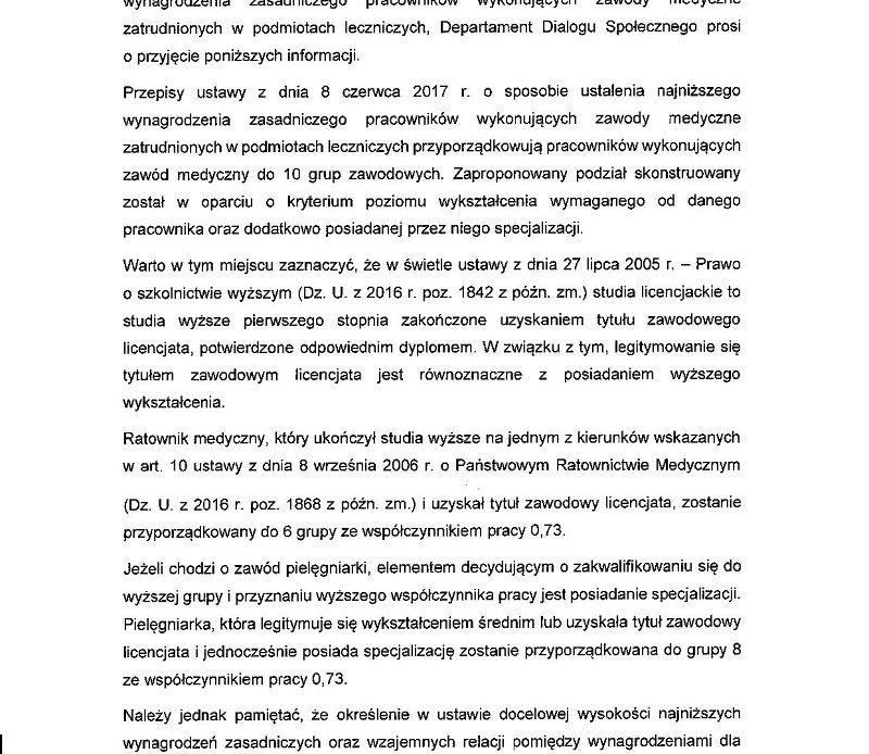 Zobacz odpowiedź ministerstwa zdrowia na pytanie: magister pielęgniarstwa ma w nowej ustawie przypisany "współczynnik pracy" 0,64. Czy to prawda, że ratownikowi medycznemu z tytułem licencjata został przypisany wyższy "współczynnik pracy"?